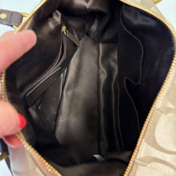 COACH CAMPBELL SIGNATURE C Light Brown W/LEATHER TRIM HANDBAG J1305-F25292 - Picture 7 of 8